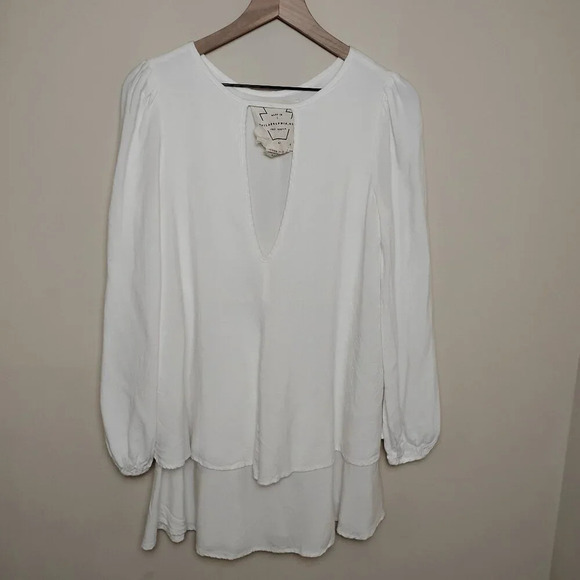 Free People White Oversized Mini Dress Keyhole Front, Small - Picture 1 of 9